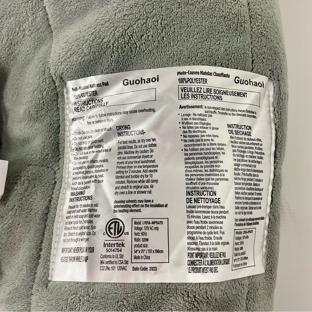 Soft Gray Heated mattress cover - Picture 3 of 4